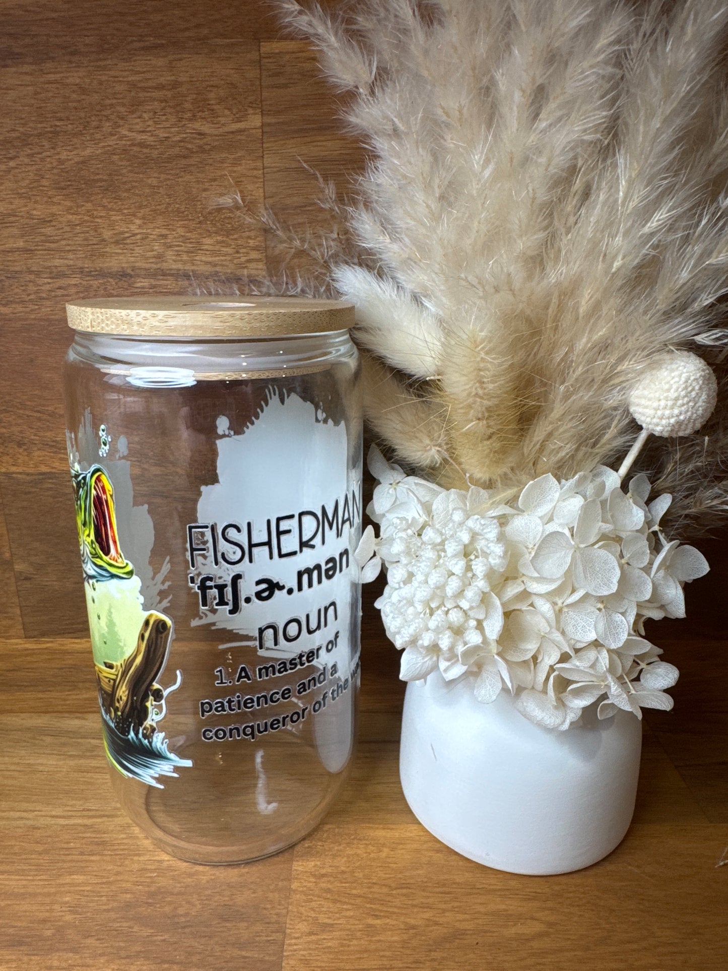 Fisherman quote - Glass Tumblee