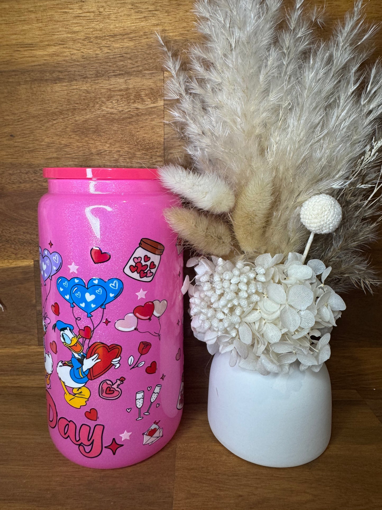 16oz Valentine’s Day Mickey Mouse Glass Tumbler