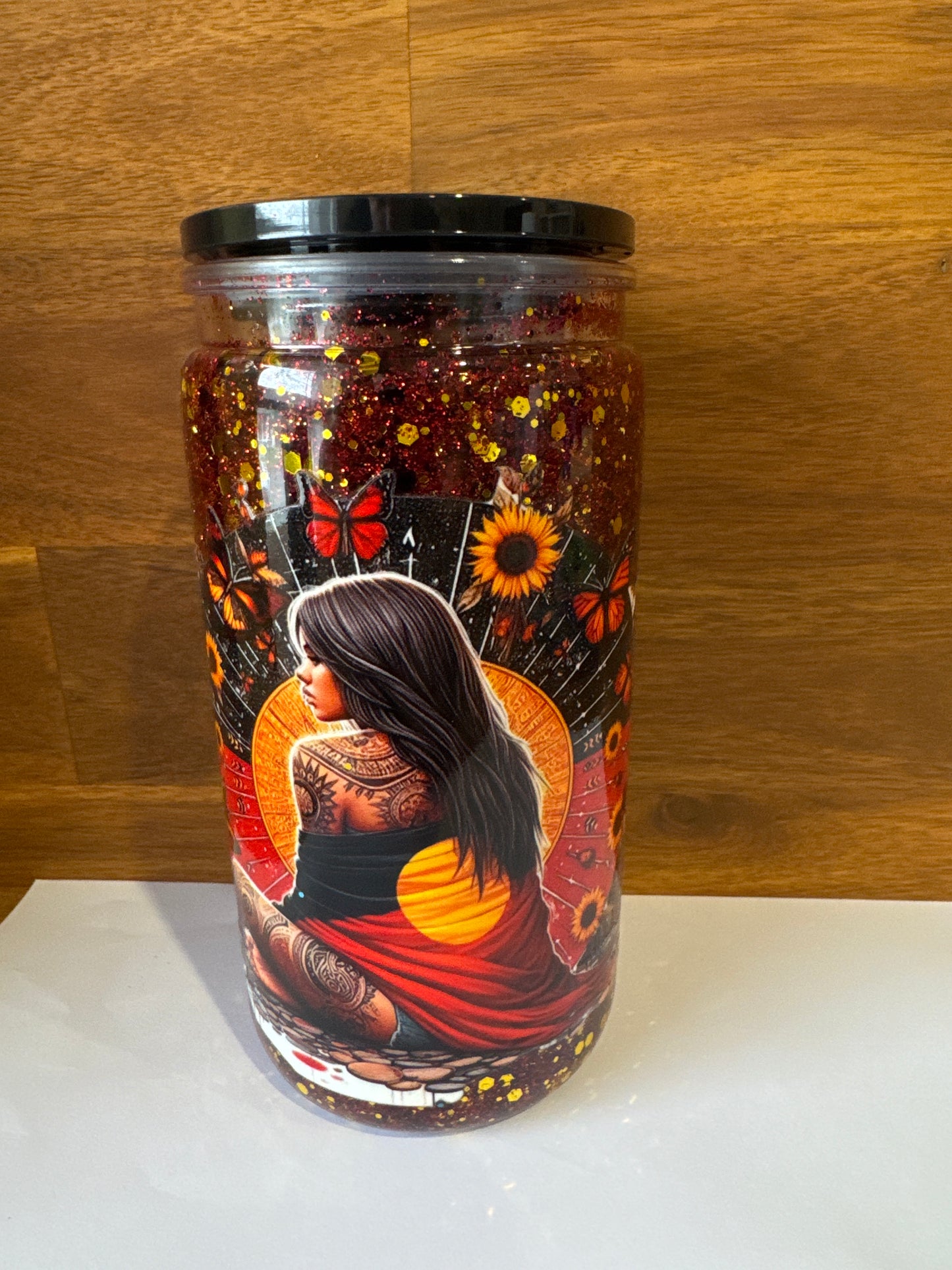 A Soul full of Fire 🔥 aboriginal Pride - 16oz Plastic Snow Globe Tumbler
