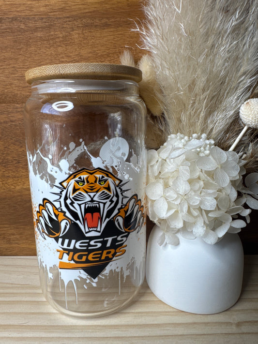 Tigers Footy Glass Tumbler