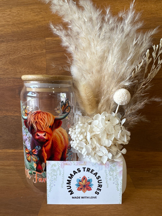 Faith, family, Cows - Glass Tumbler