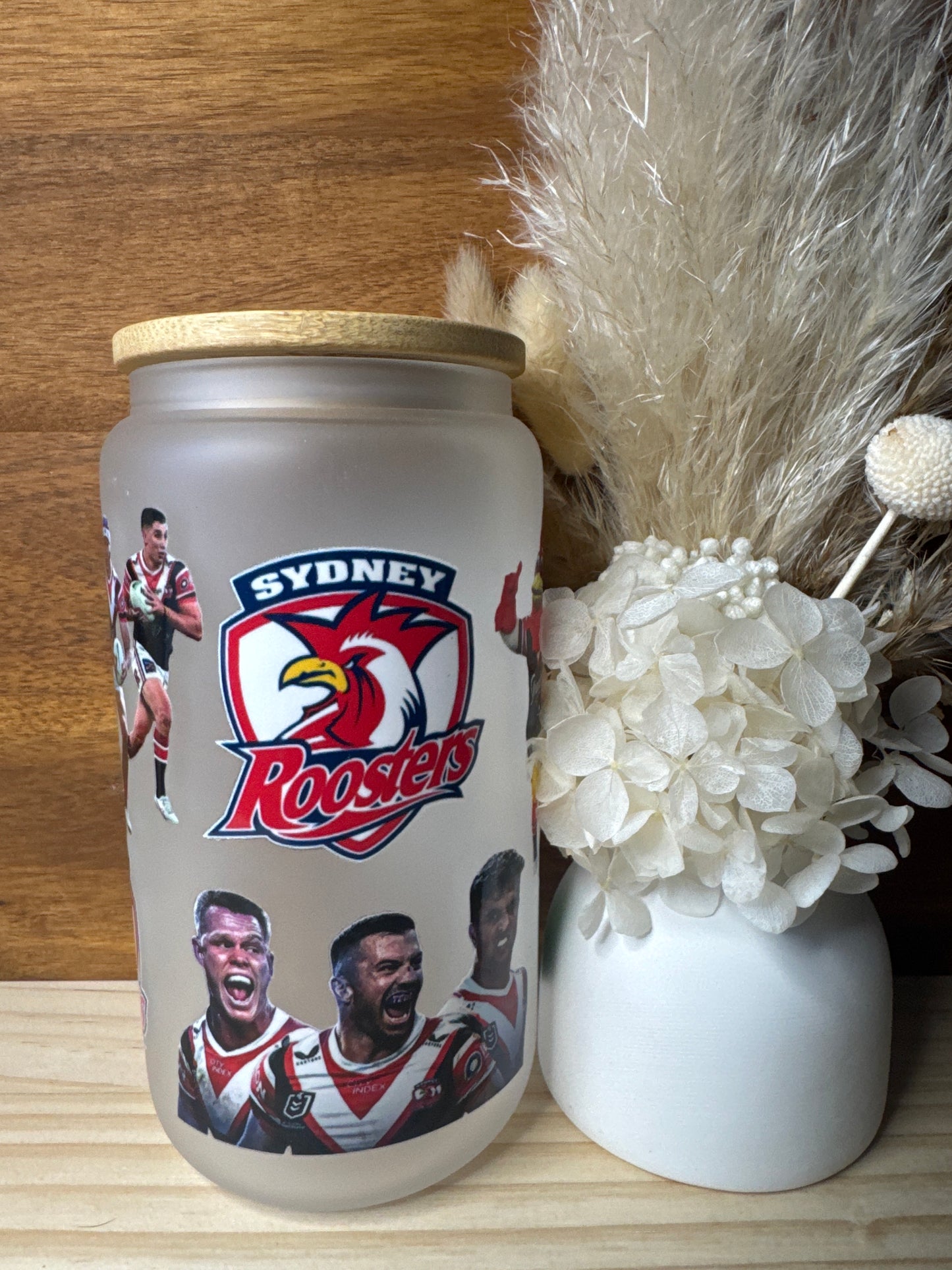 Roosters Footy Glass Tumbler