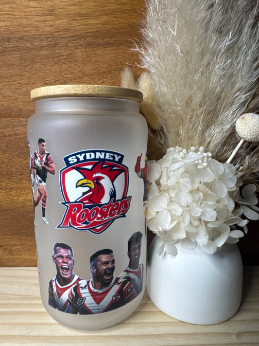 Roosters Footy Glass Tumbler