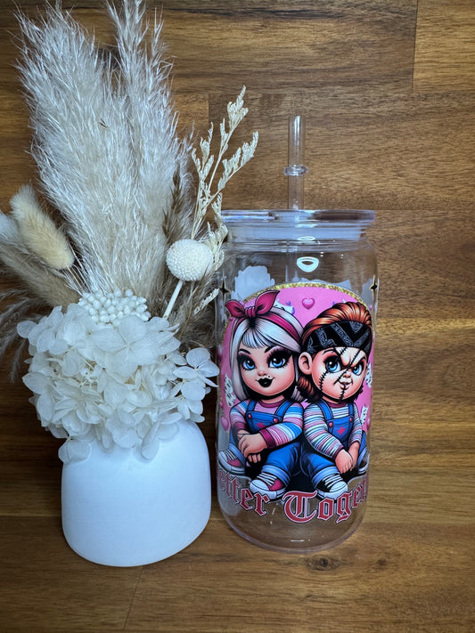 Chucky and Tiffany Plastic Tumbler