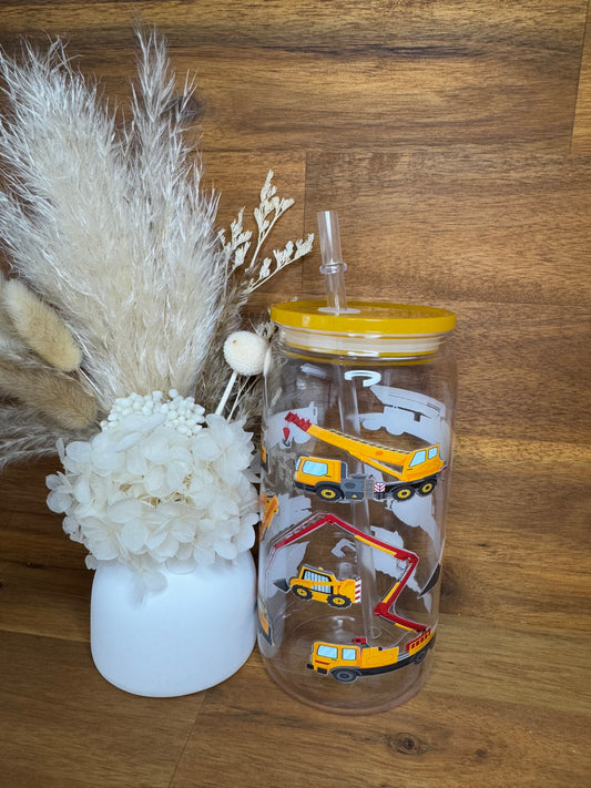 Cranes and Trucks Plastic Tumbler
