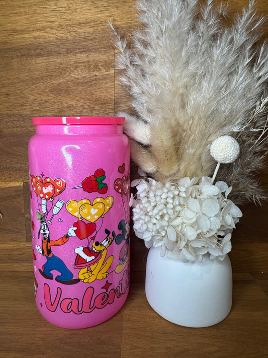 16oz Valentine’s Day Mickey Mouse Glass Tumbler