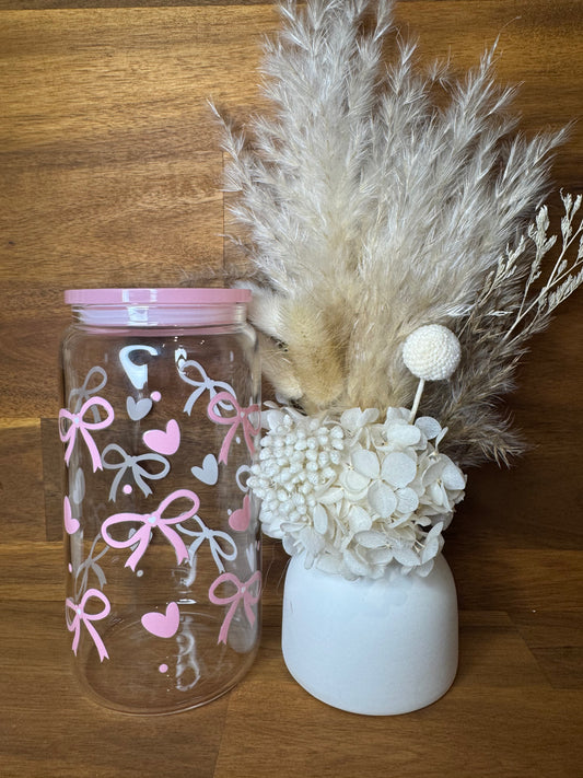 16oz Valentine’s Day Glass bow Tumbler