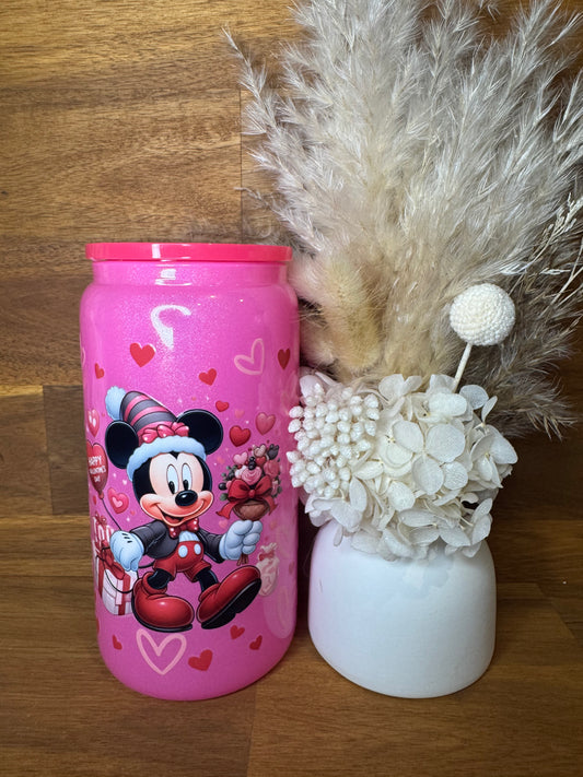 16oz Mickey Mouse Valentine’s Day Glass Tumbler