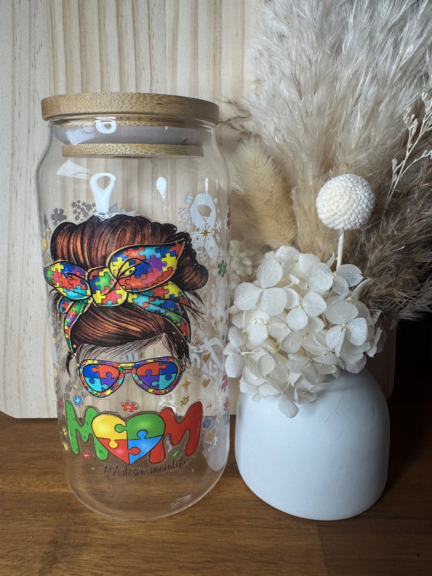 Autism mum Glass Tumbler