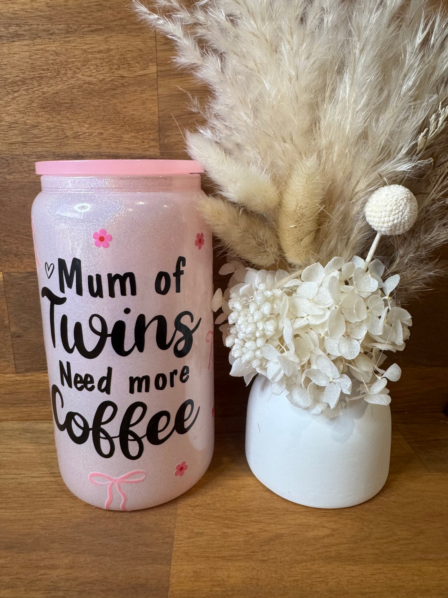 Mum of Twins Need more Coffee - Glass Tumbler